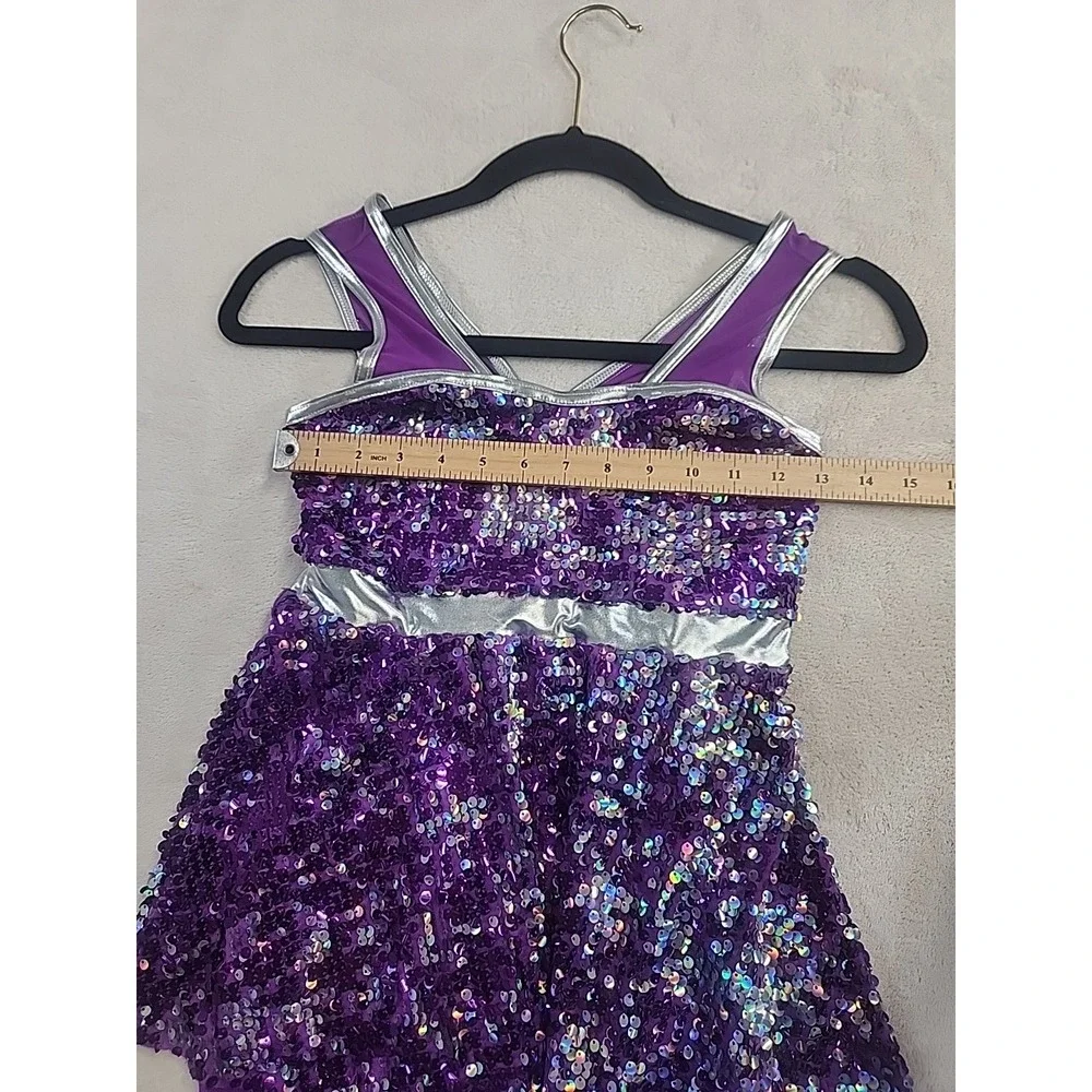 Weissam Purple Sequin Pageant, Dance,Tap, Latin Costume Child Large